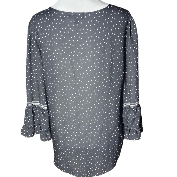 Karl Lagerfeld Polka Dot Three Quarter Sleeve Blouse Black and White size M - Picture 3 of 6